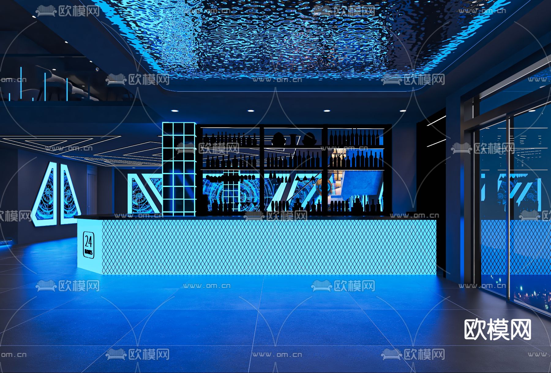 现代酒吧su模型下载