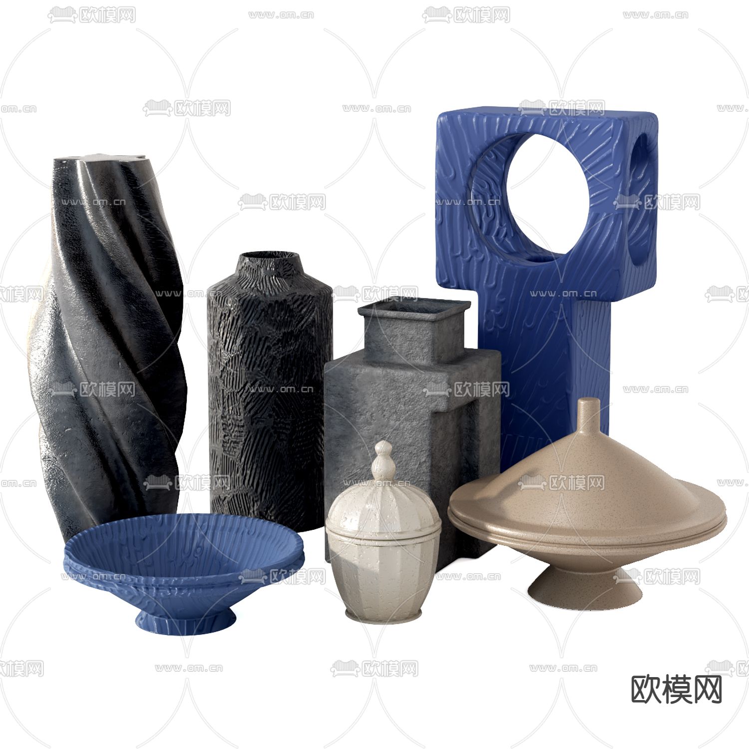 侘寂风陶罐 器皿摆件3d模型下载