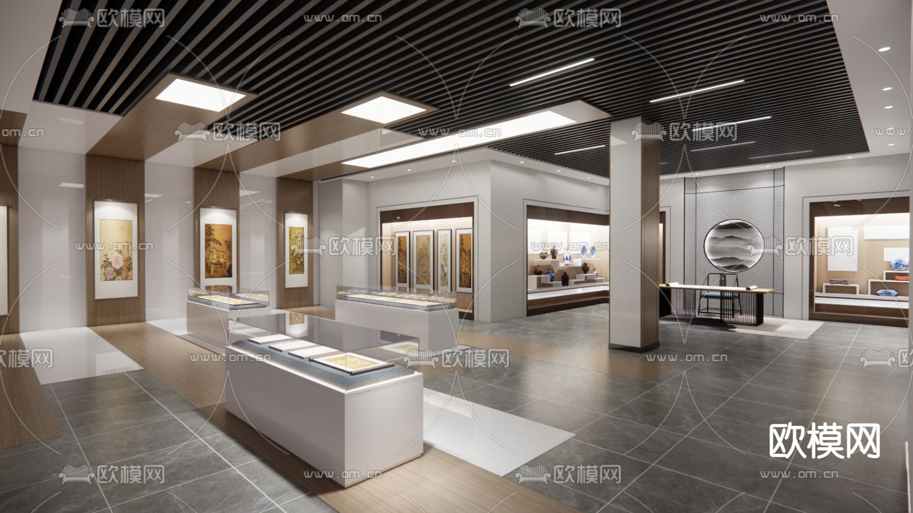 新中式博物馆su模型下载（渲染图1）
