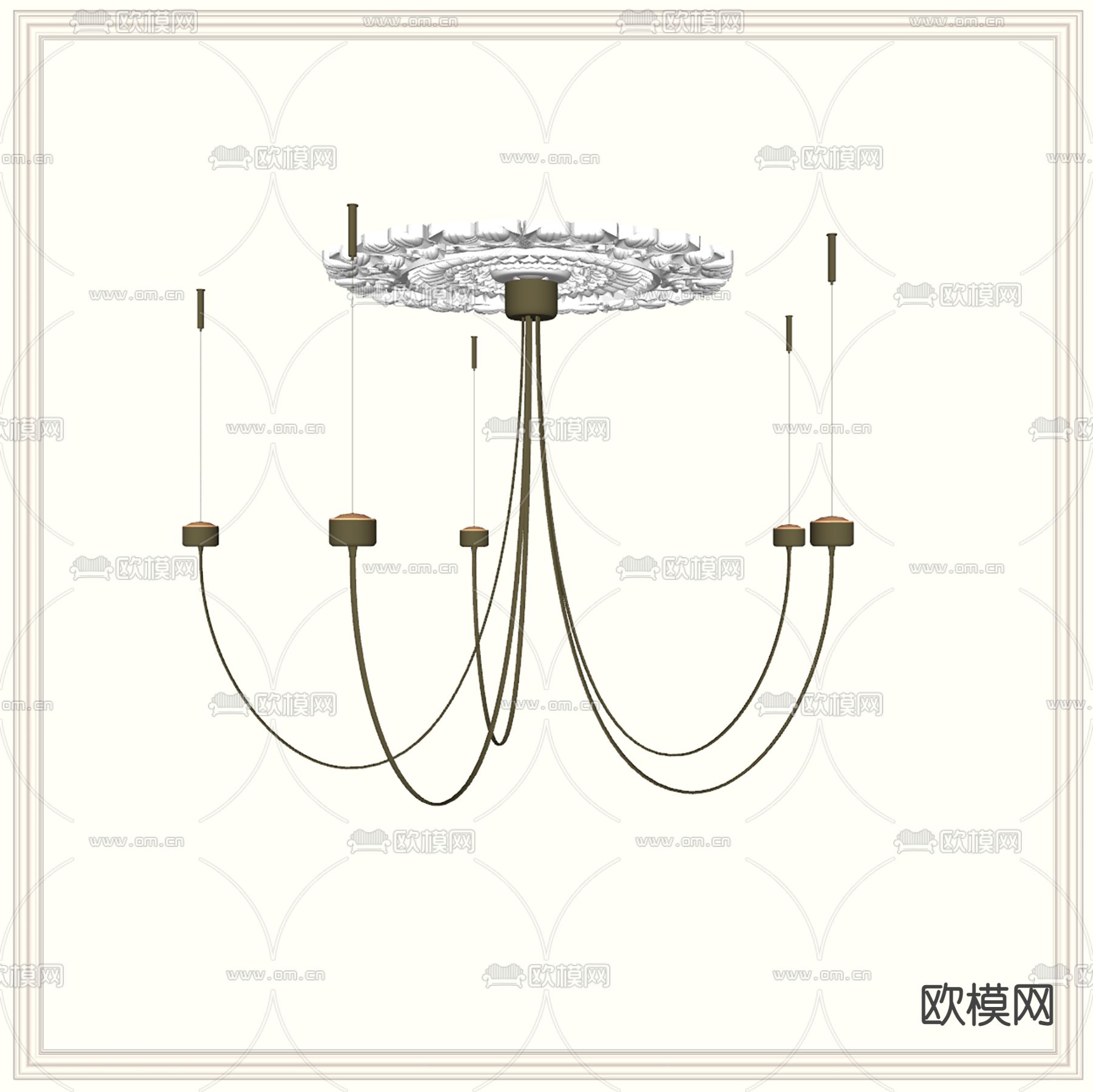 法式吊灯su模型下载（渲染图2）