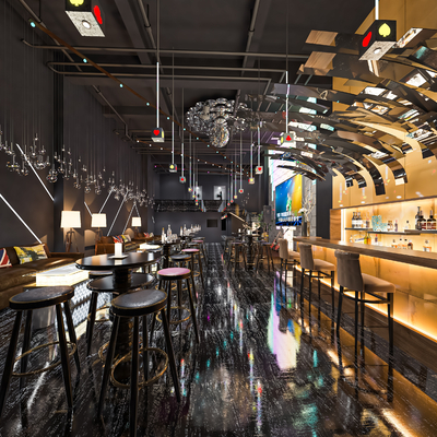  现代酒吧su模型 