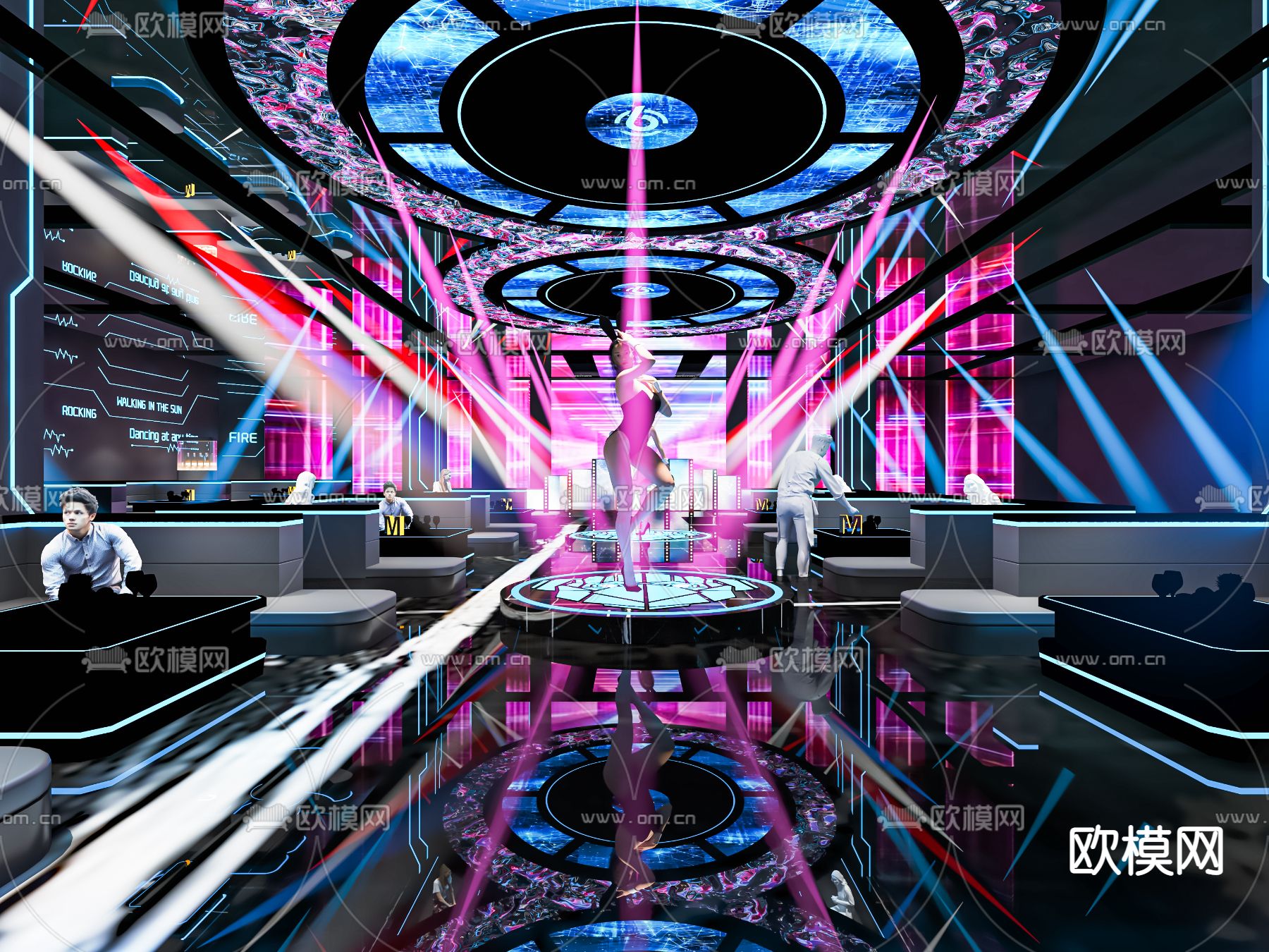 现代酒吧su模型下载