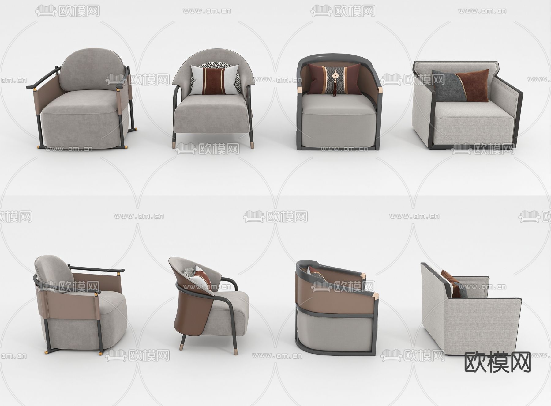 新中式 单人沙发su模型下载（渲染图1）