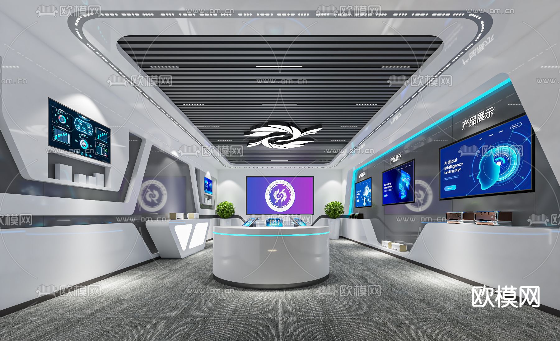 现代公司展厅su模型下载