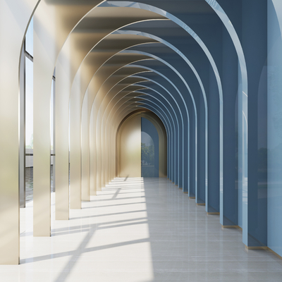  现代走廊su模型 