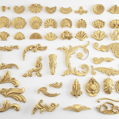  简欧雕花 角花 贴花su模型 