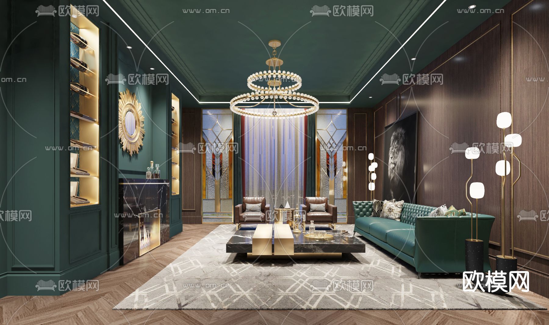 欧式酒店会客室su模型下载（渲染图1）