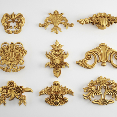  简欧雕花 浮雕角花su模型 