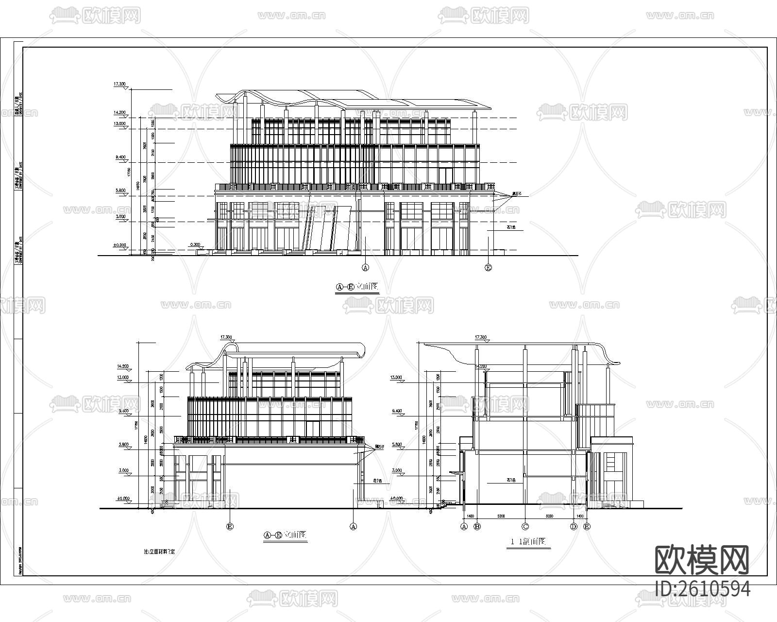 会所建筑CAD施工图下载（渲染图5）