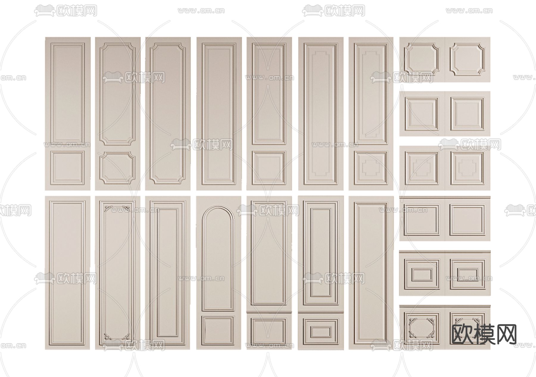 欧式护墙板 墙裙3d模型下载