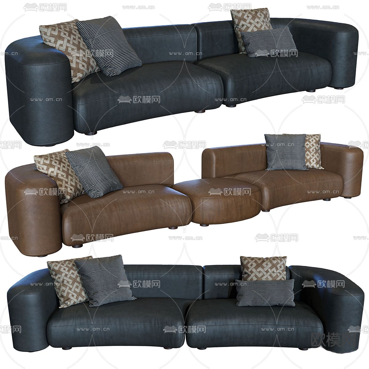 多人沙发 软体沙发3d模型下载（渲染图1）