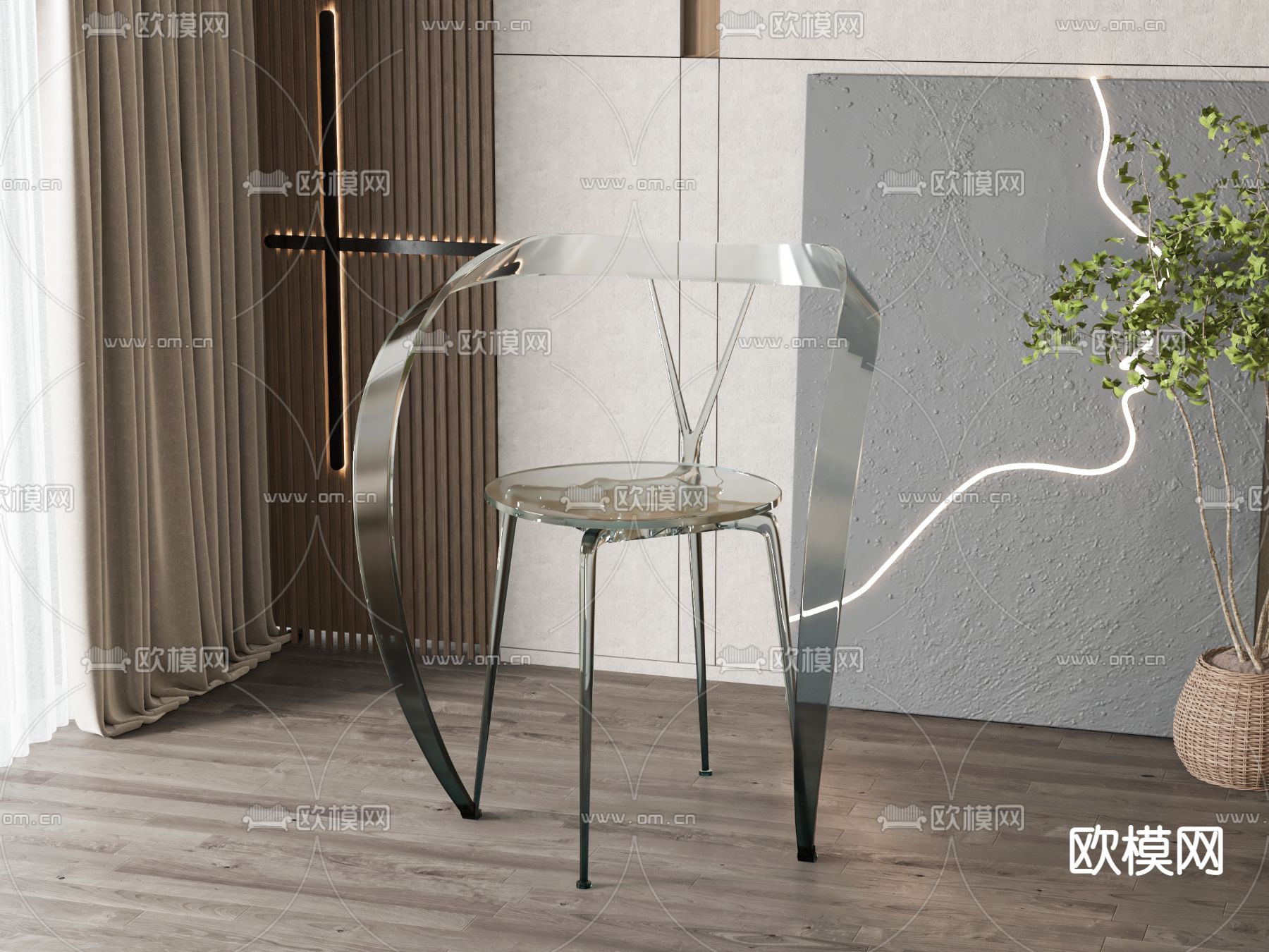 透明椅子 餐椅3d模型下载