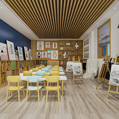  现代美术教室su模型 