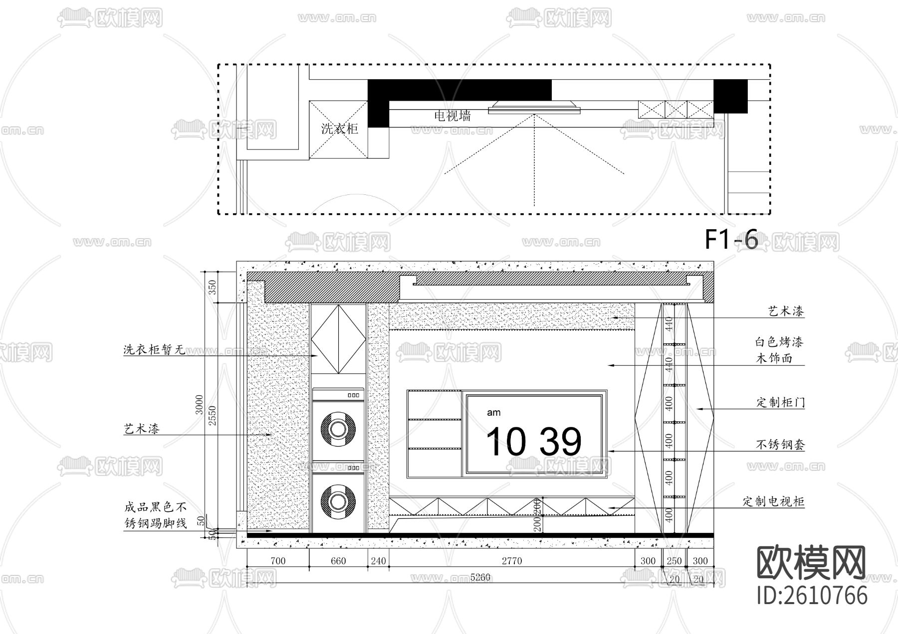 电视背景立面CAD施工图下载