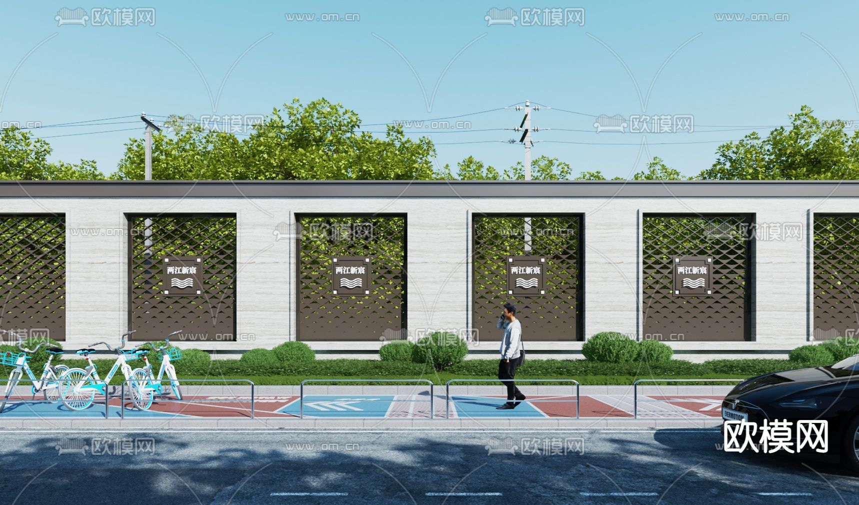 围墙 护栏 围栏3d模型下载