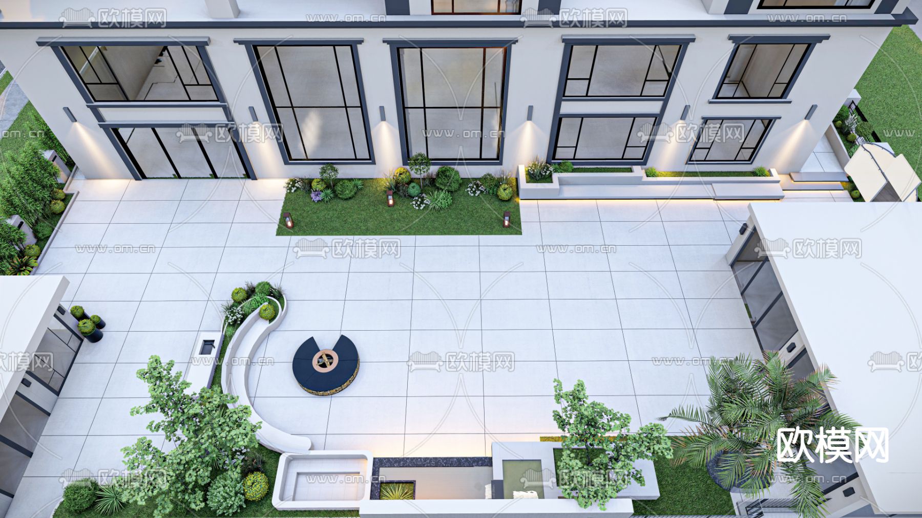 别墅庭院 阳台花园su模型下载（渲染图3）