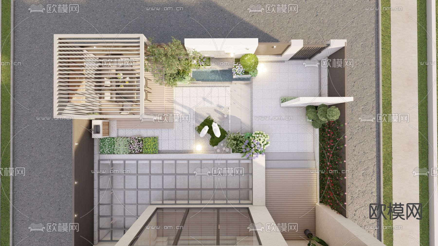 现代花园su模型下载（渲染图3）
