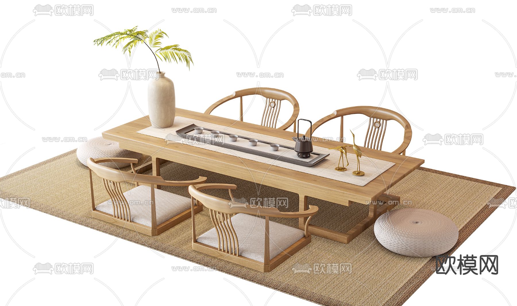 榻榻米茶桌 茶台3d模型下载