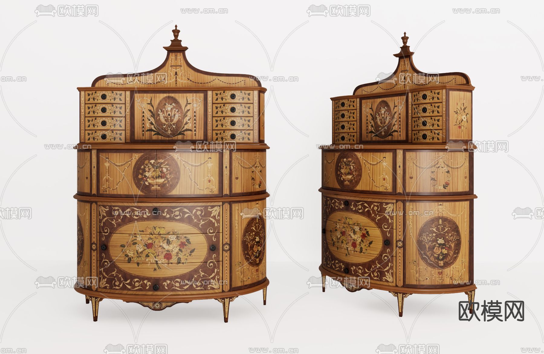 欧式古典边柜su模型下载（渲染图1）