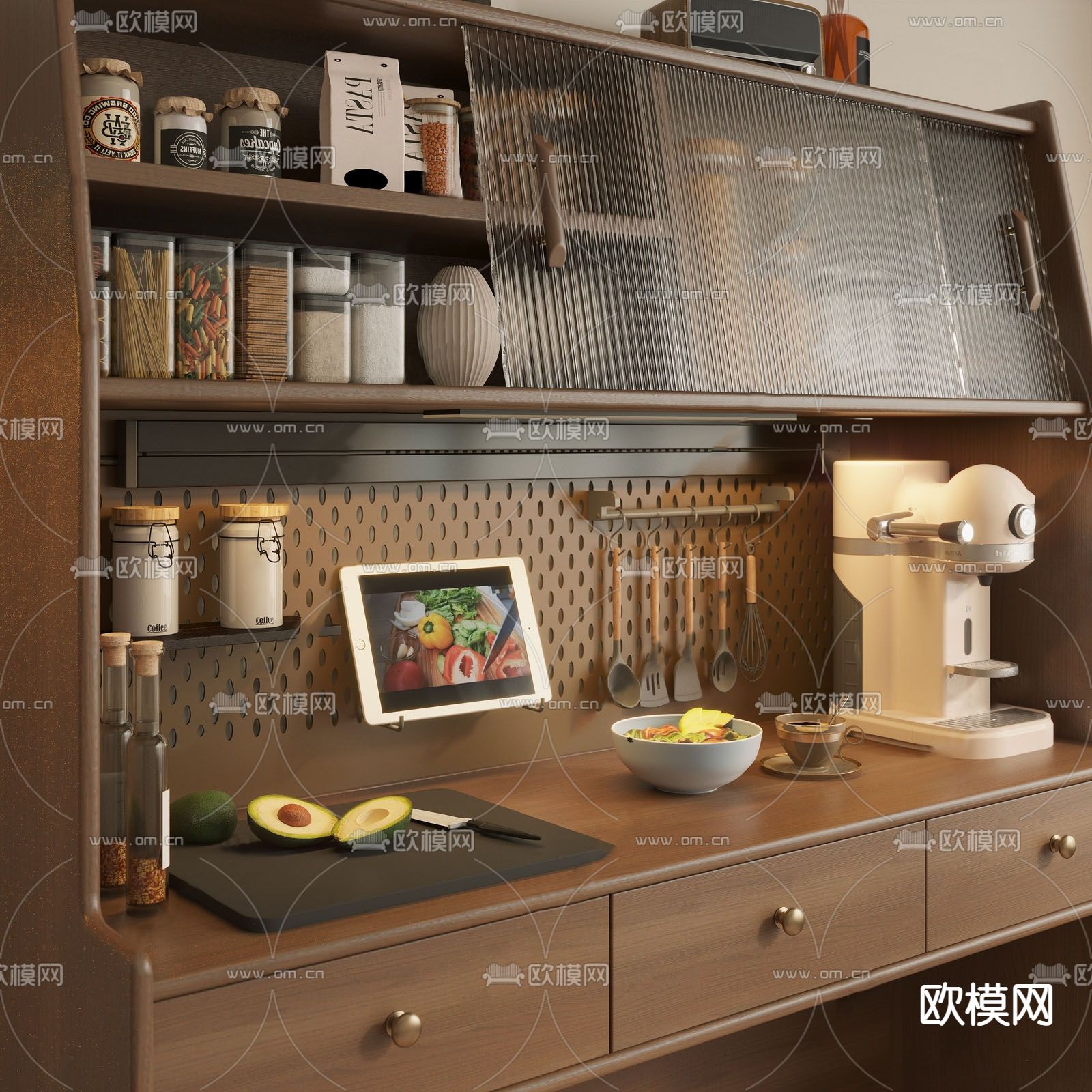 现代餐边柜su模型下载_ID14061603_sketchup模型下载-欧模网