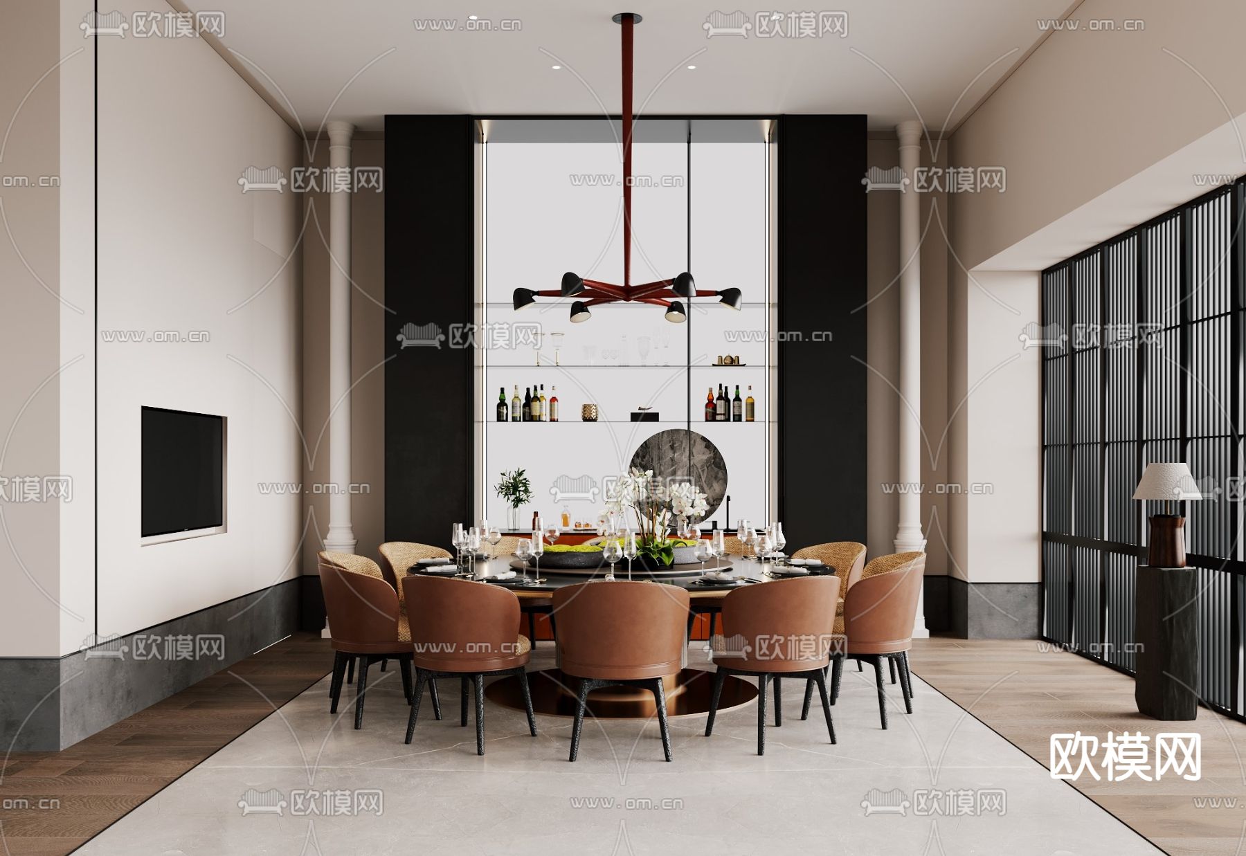 中古风包间 包房 包厢su模型下载（渲染图1）