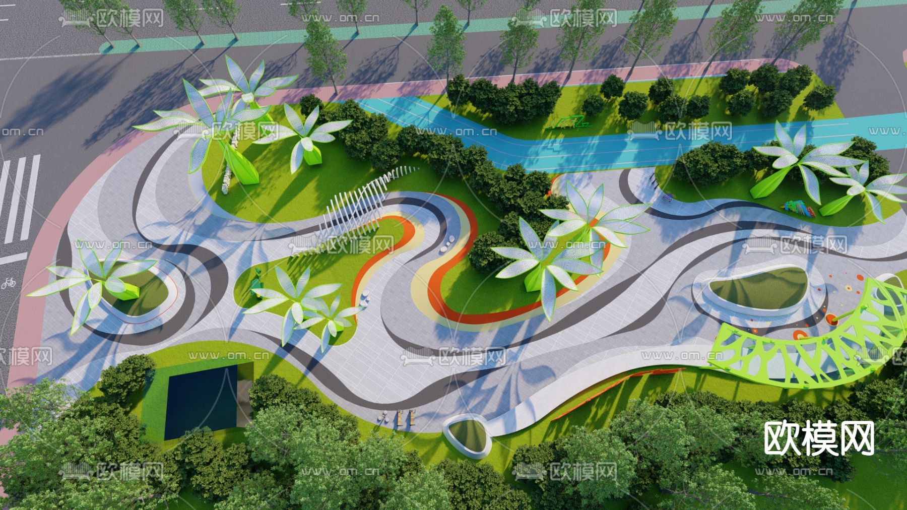 口袋公园su模型下载（渲染图2）