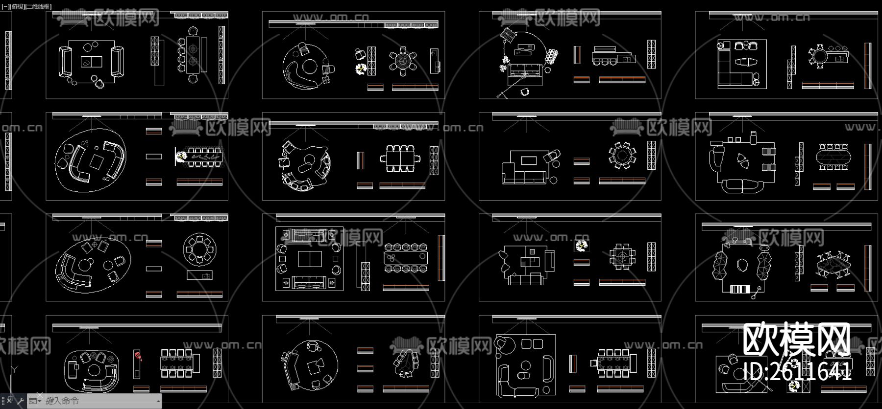 客餐厅组合布局CAD施工图下载（渲染图4）