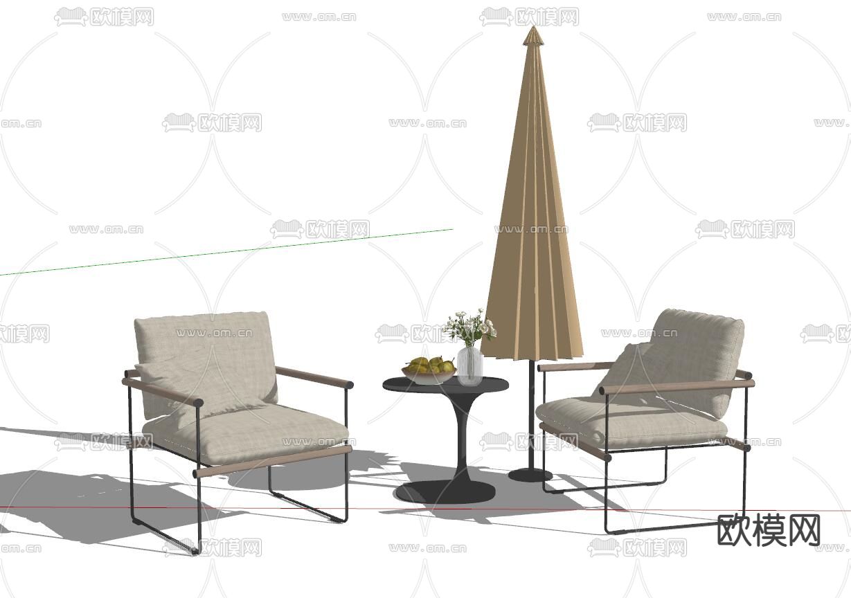 现代户外椅 休闲椅su模型下载（渲染图2）