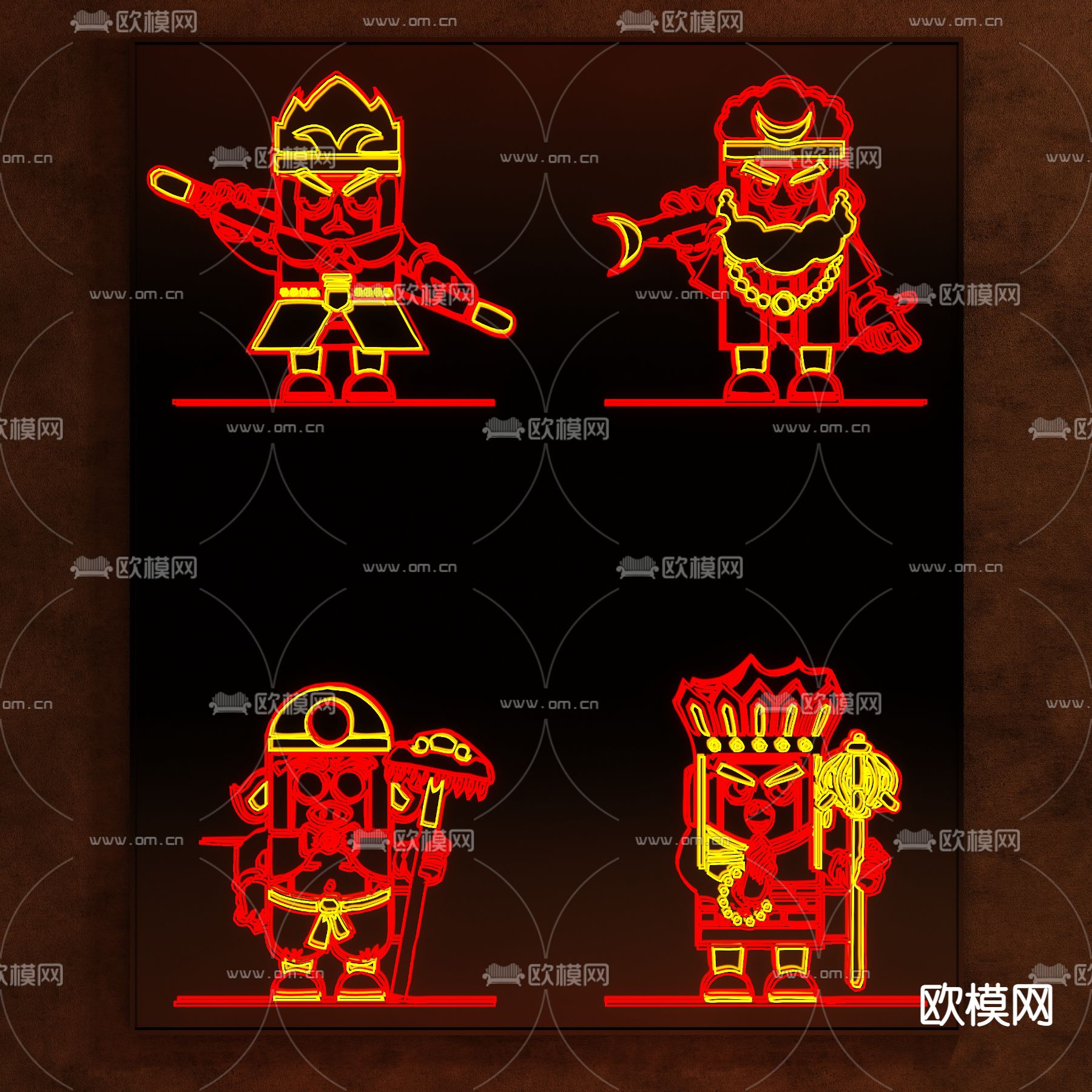 霓虹灯 国潮灯 装饰灯su模型下载（渲染图1）