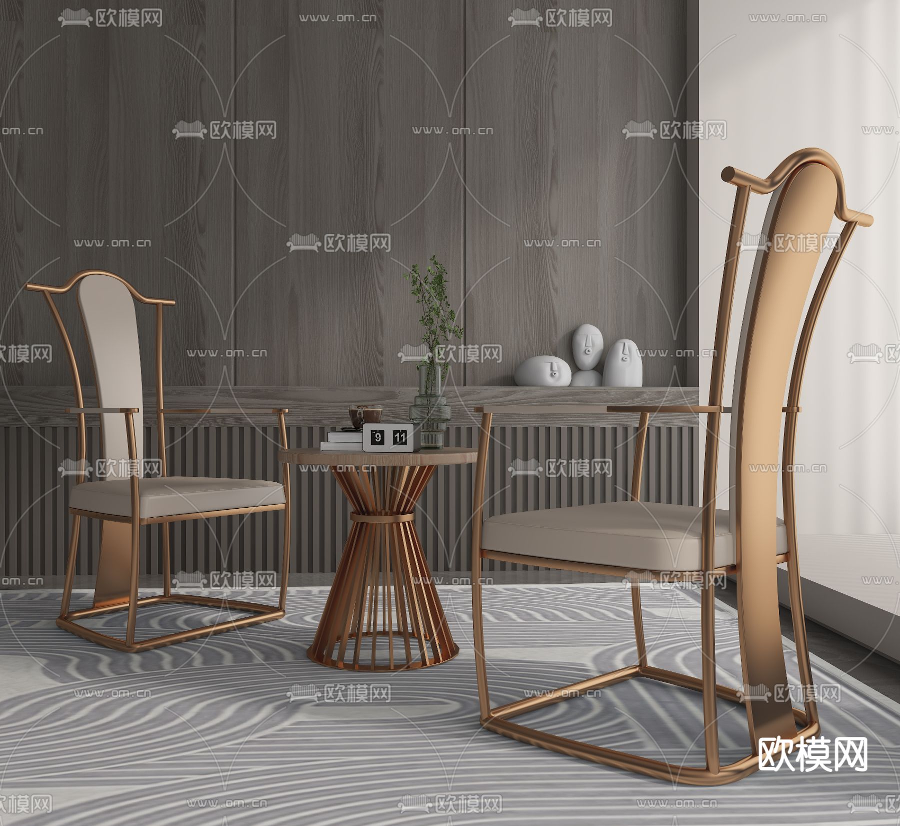 新中式 休闲桌椅3d模型下载