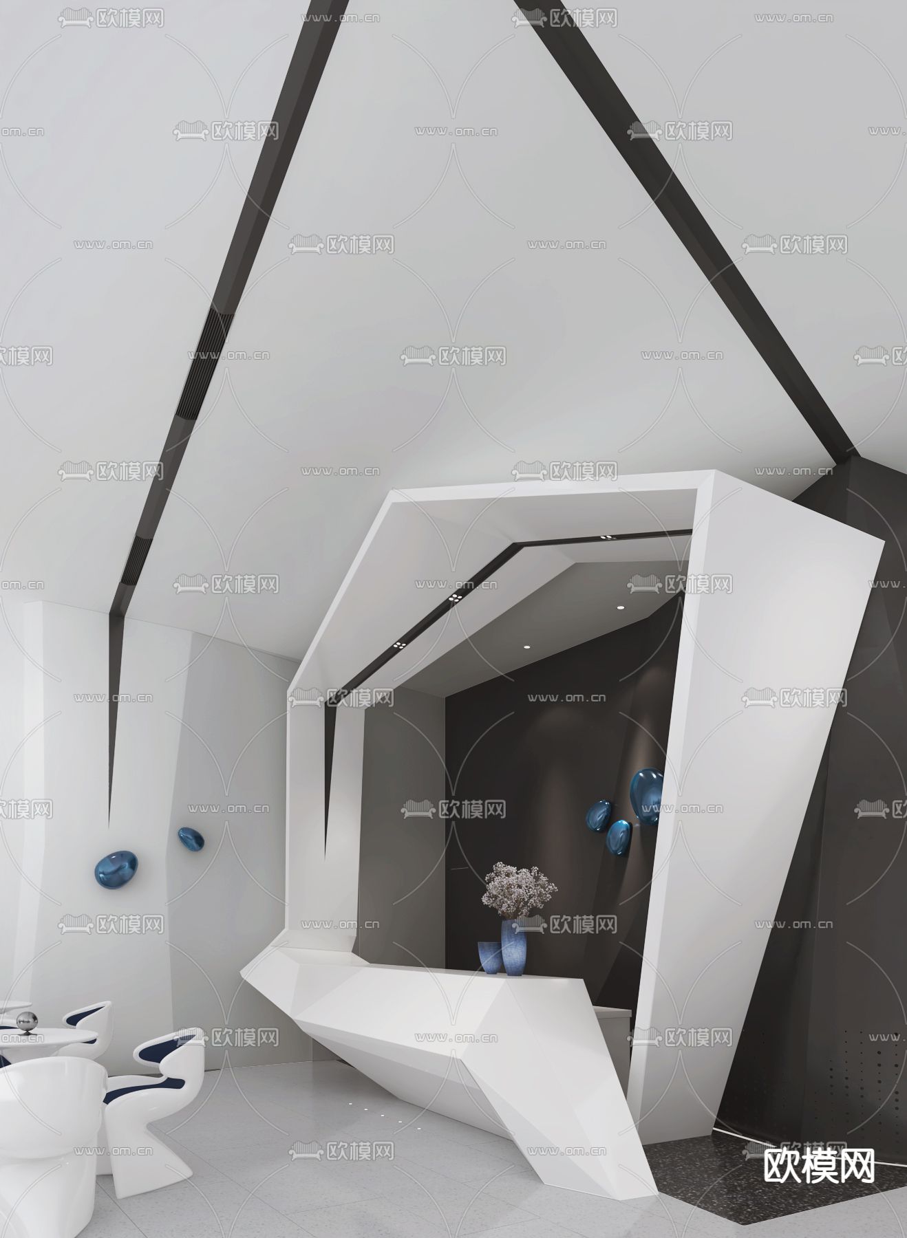 售楼处前台免费3d模型下载（渲染图1）