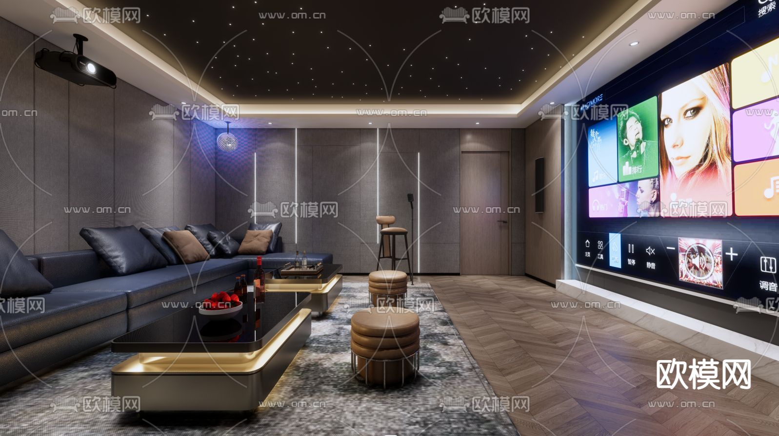 KTV包间 酒吧 夜总会su模型下载（渲染图1）