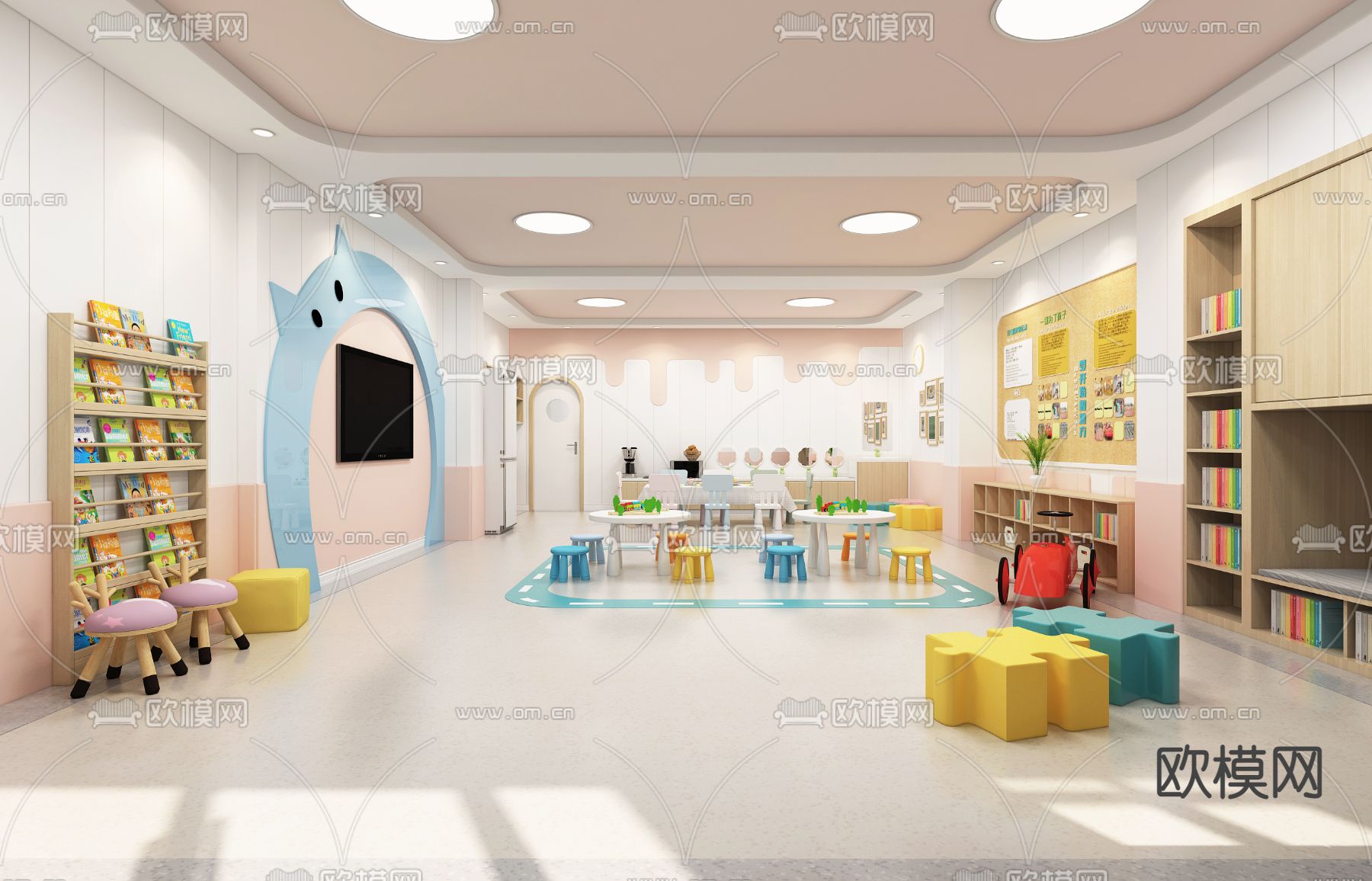 幼儿园烘焙室 活动室3d模型下载（渲染图1）