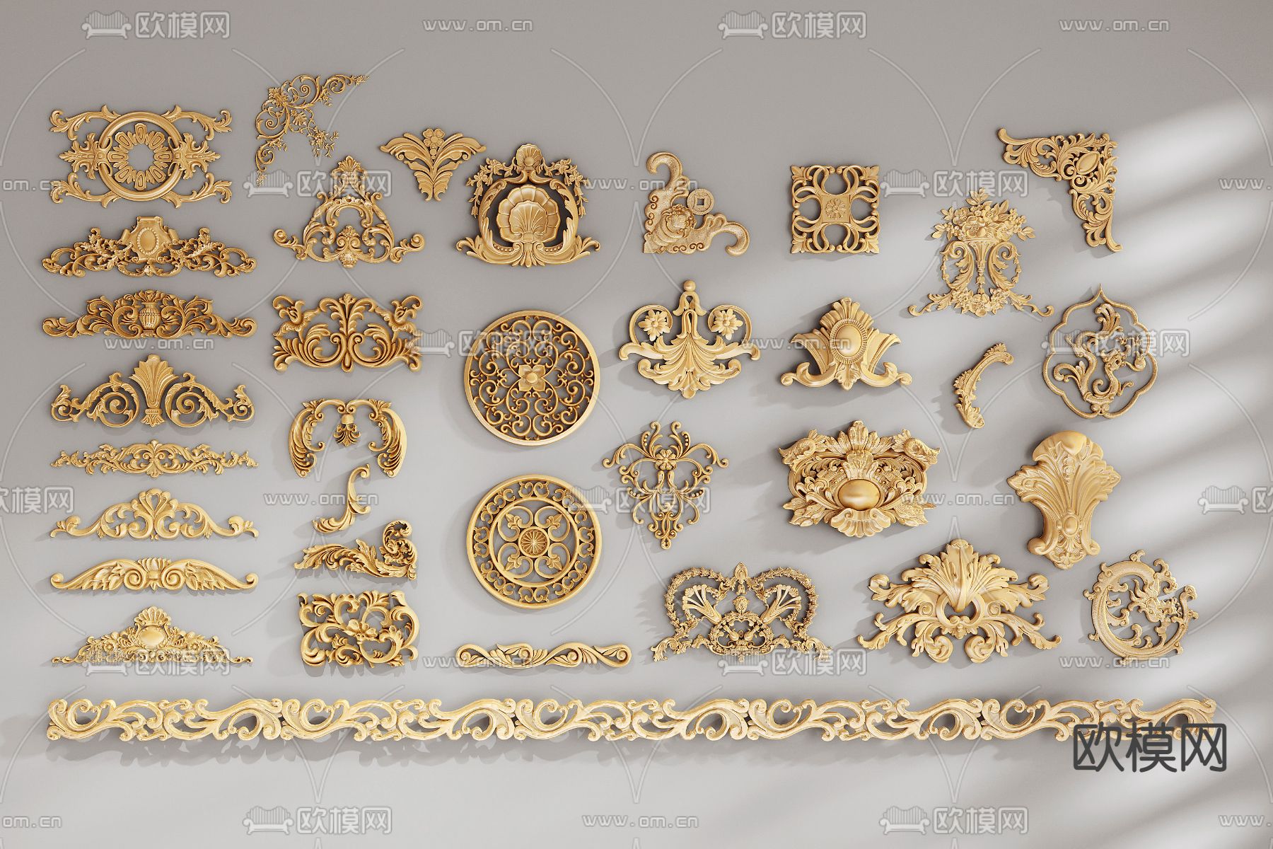 简欧雕花 角花 贴花su模型下载（渲染图1）