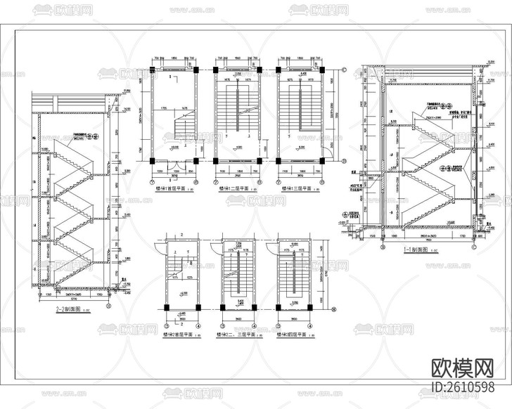 多層宿舍樓建筑CAD施工圖下載(渲染圖2)