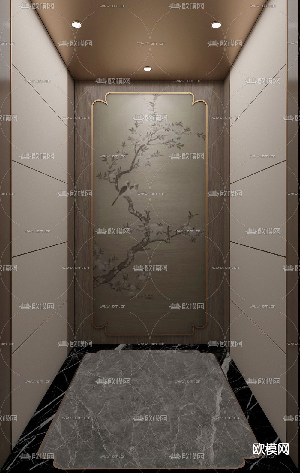 中式电梯轿厢免费3d模型下载_ID14055262_3dmax免费模型-欧模网