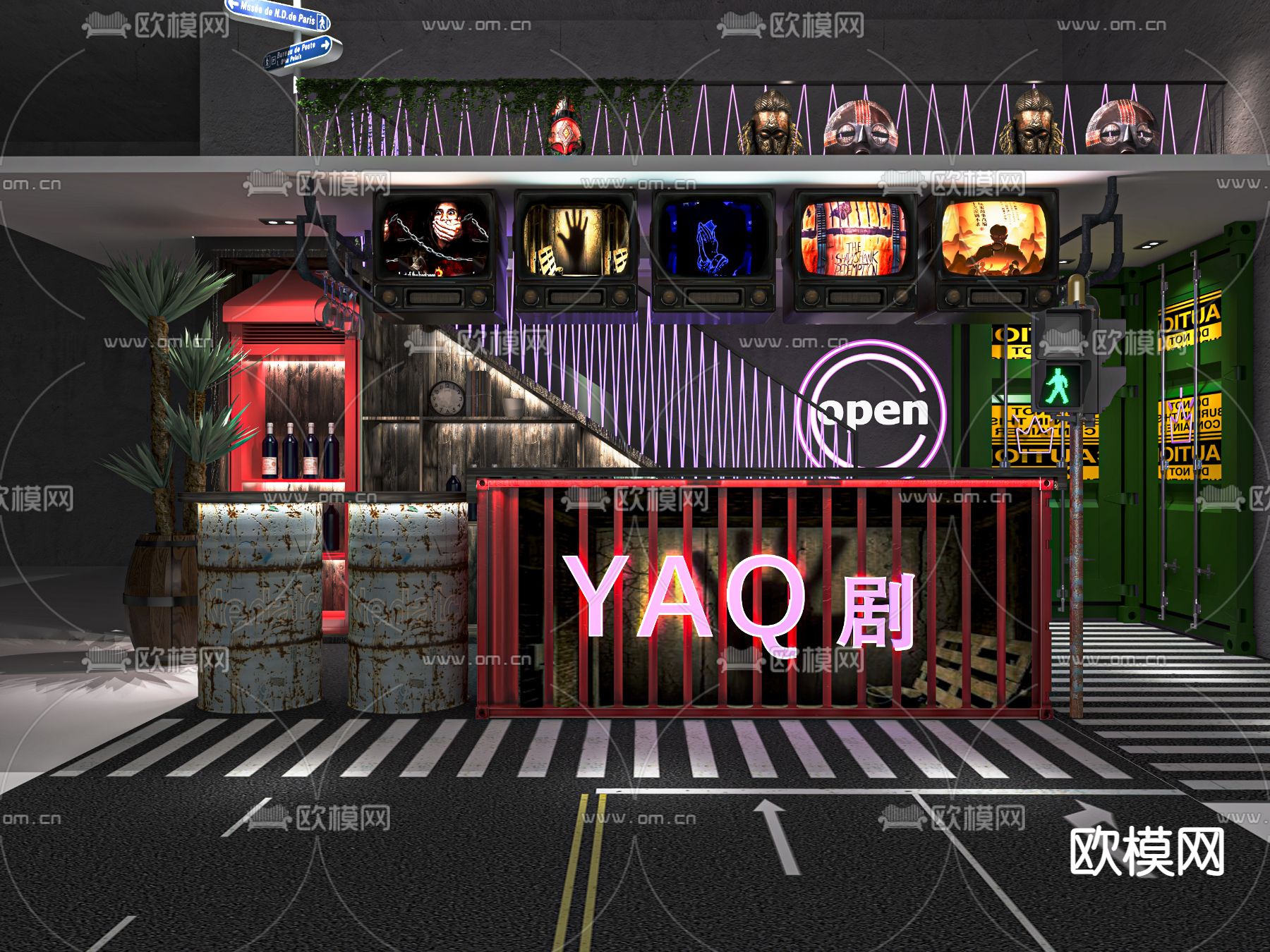 工业风密室逃脱su模型下载