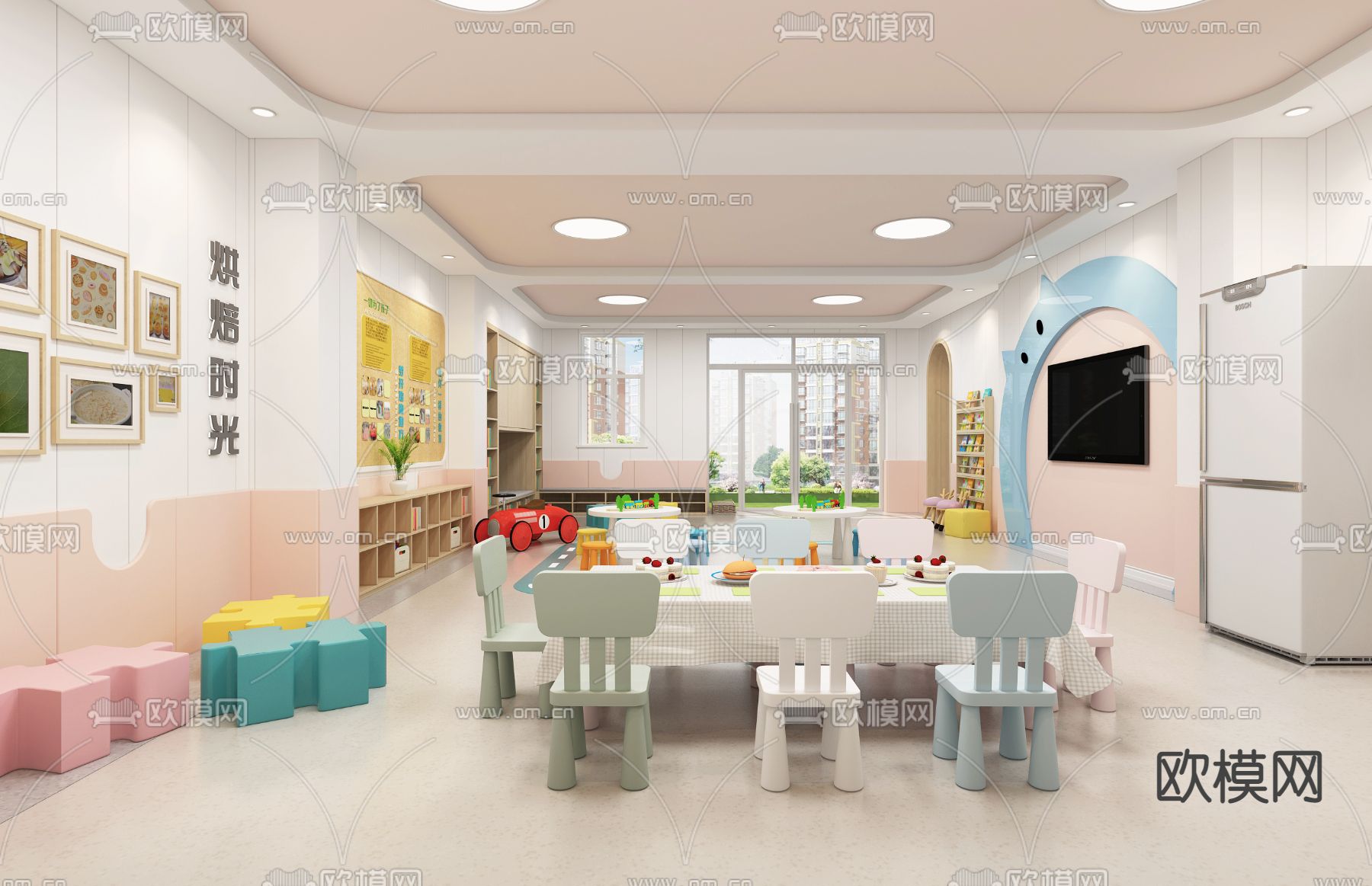 幼儿园烘焙室 活动室3d模型下载（渲染图3）