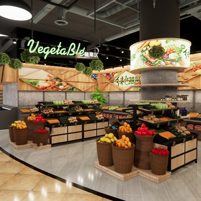  生鲜超市 生活超市su模型 