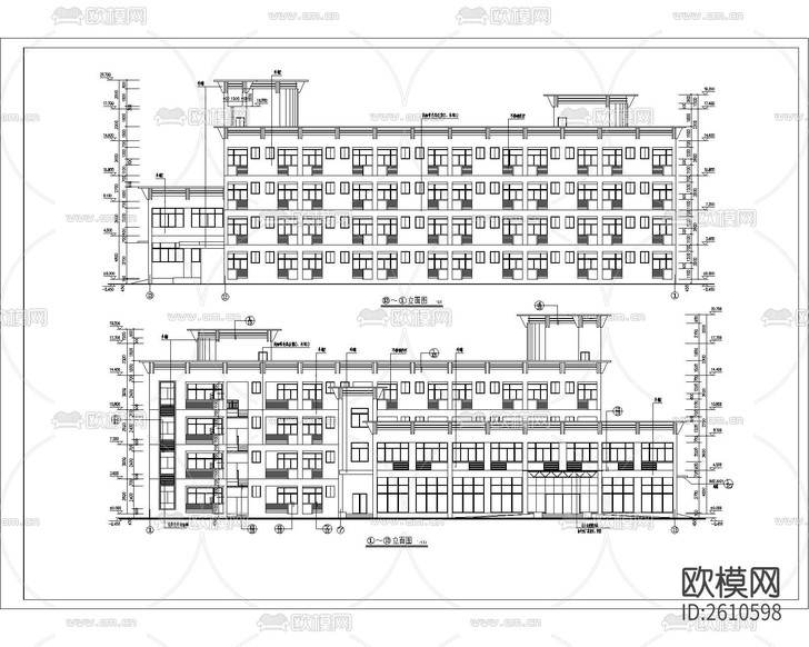 多層宿舍樓建筑CAD施工圖下載(渲染圖8)