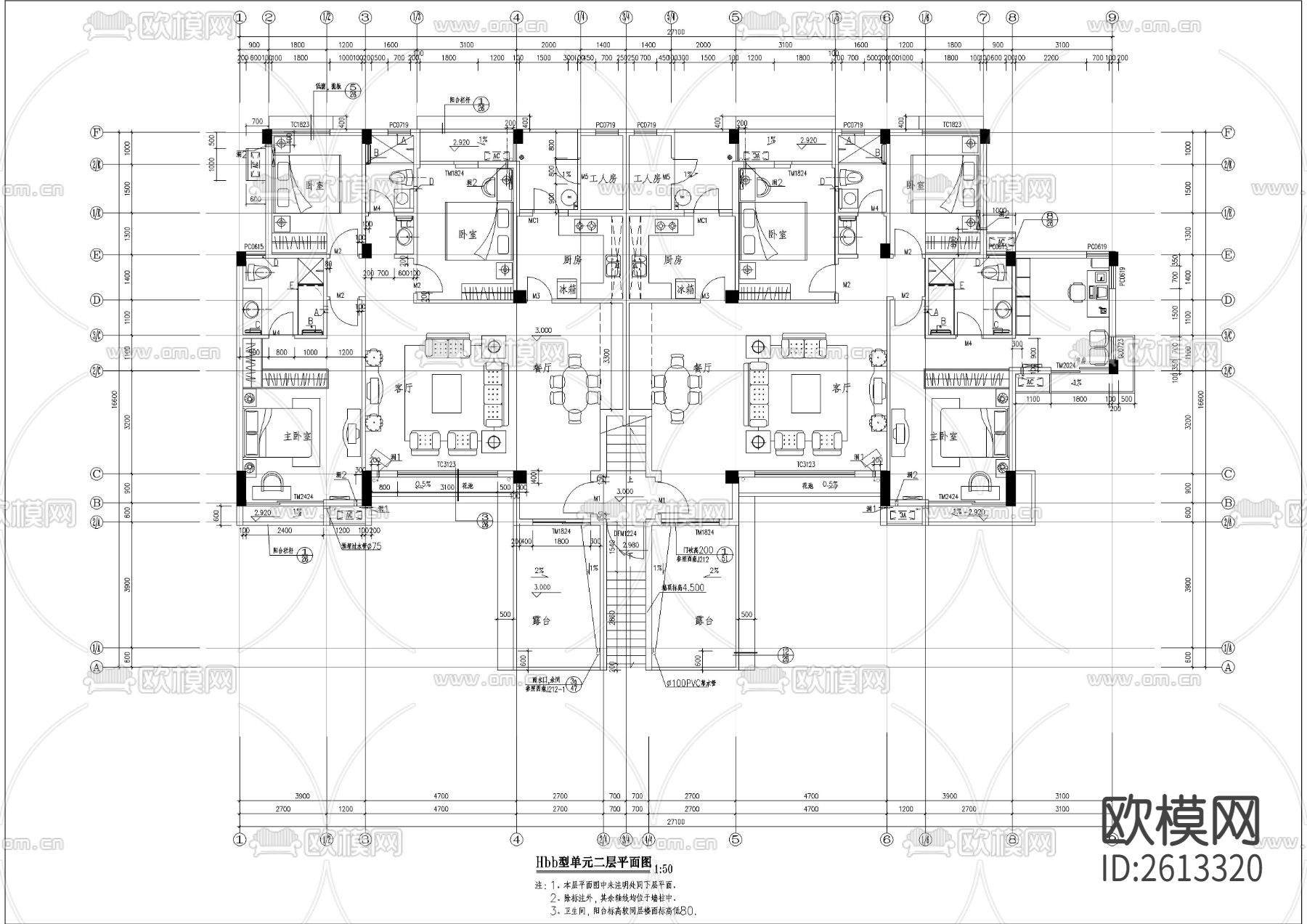 单体洋房CAD施工图下载（渲染图2）
