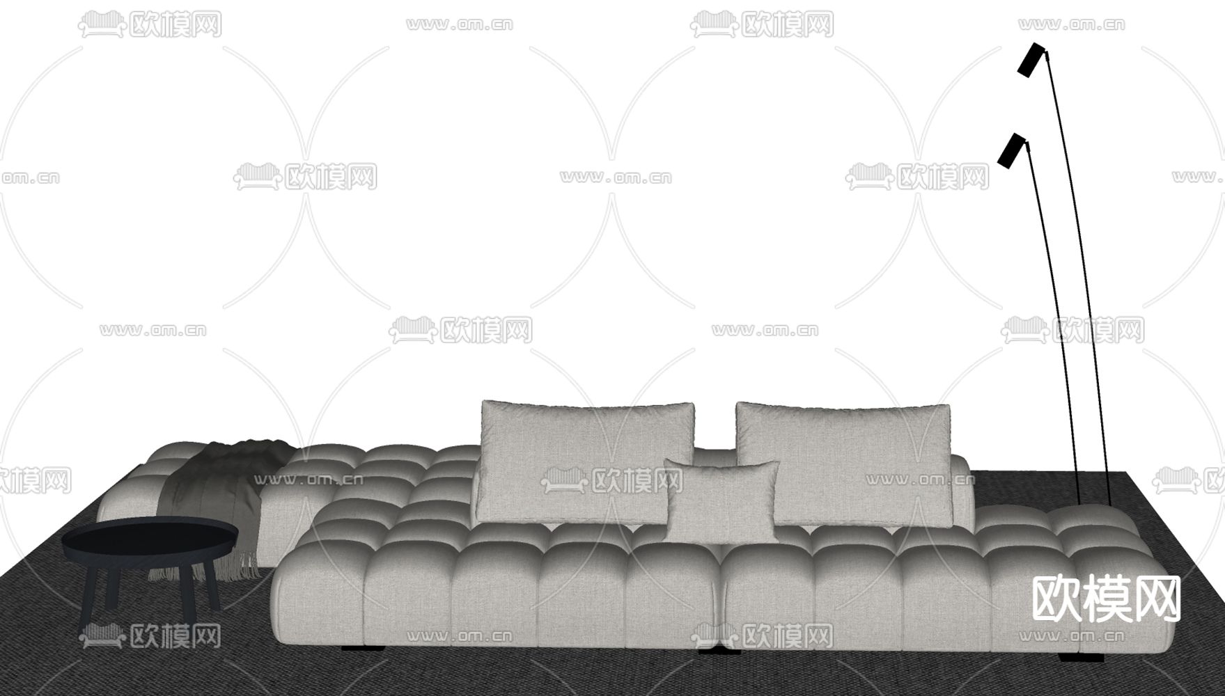 模块沙发 软体沙发su模型下载（渲染图2）