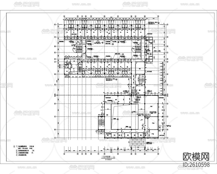 多層宿舍樓建筑CAD施工圖下載(渲染圖1)
