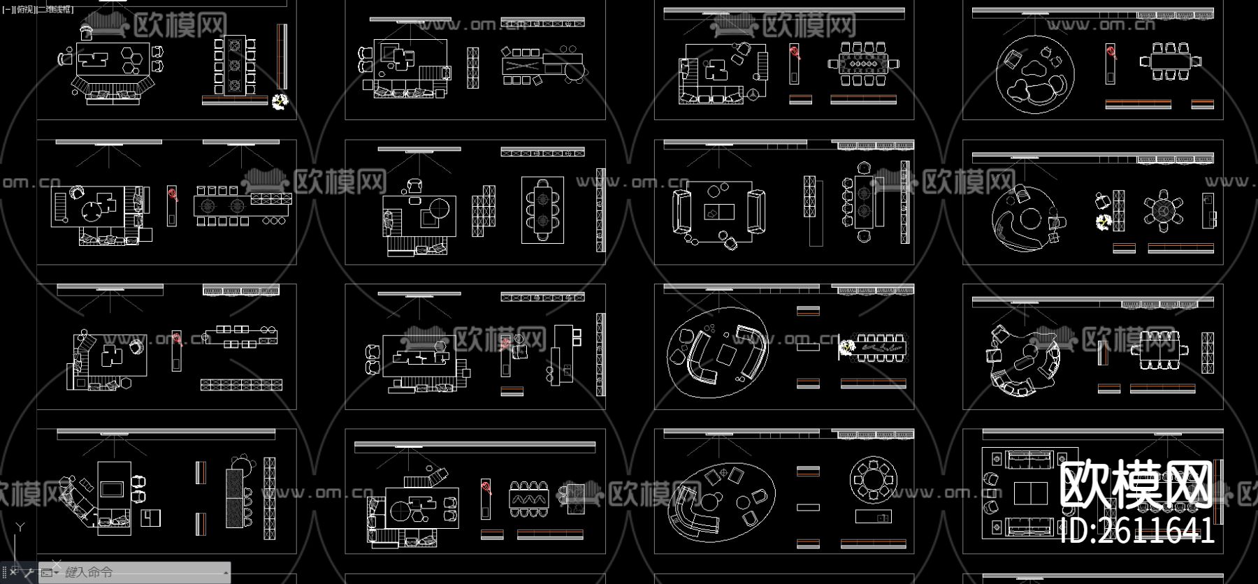 客餐厅组合布局CAD施工图下载（渲染图3）