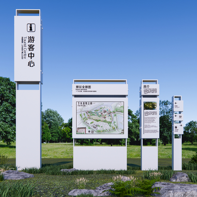  园区指示牌 导示牌su模型 