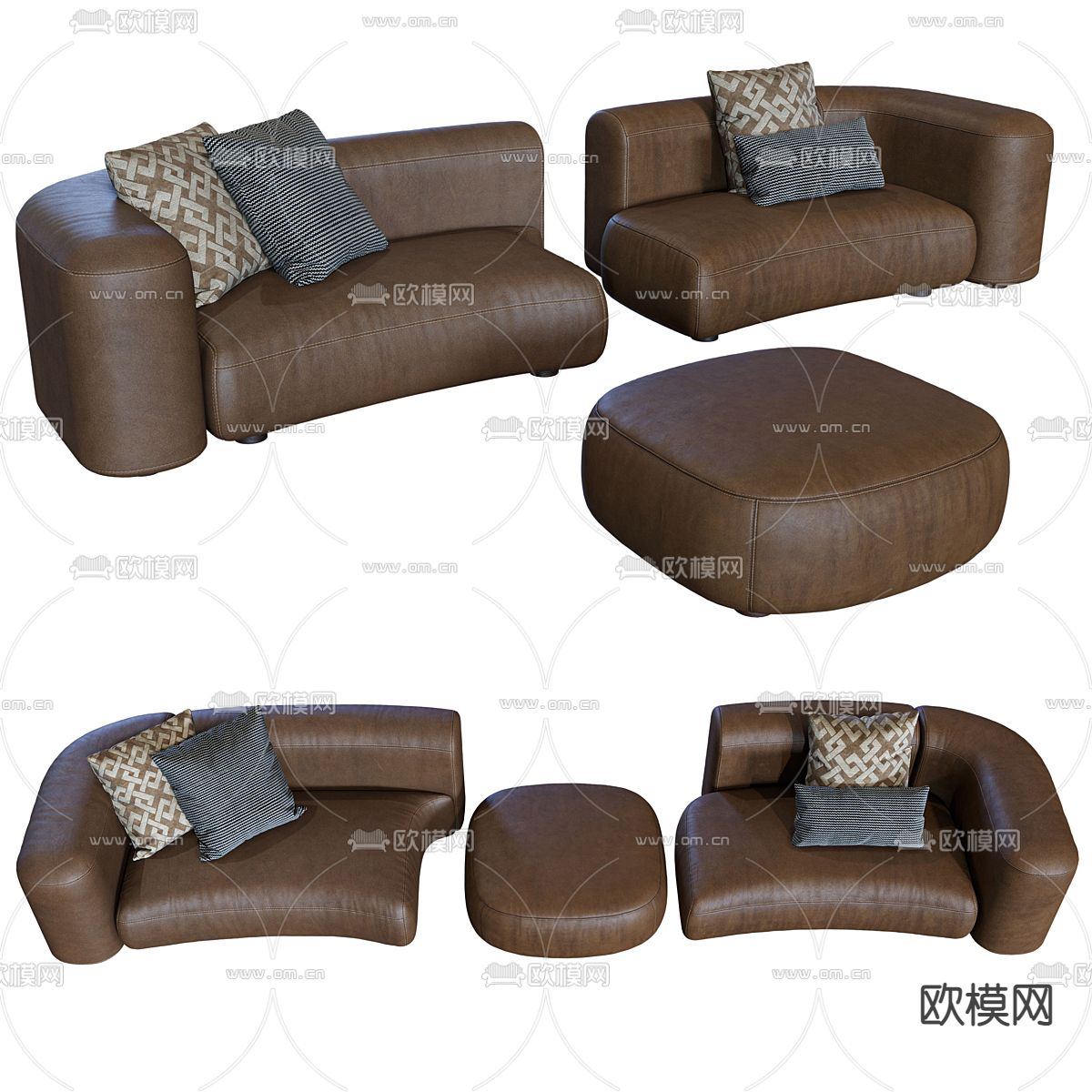 多人沙发 软体沙发3d模型下载（渲染图4）