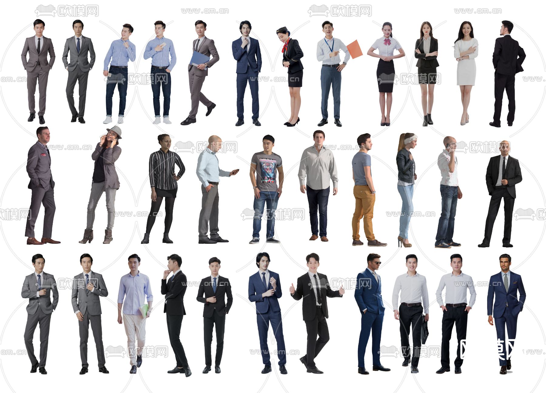 都市男女 人物su模型下载（渲染图1）