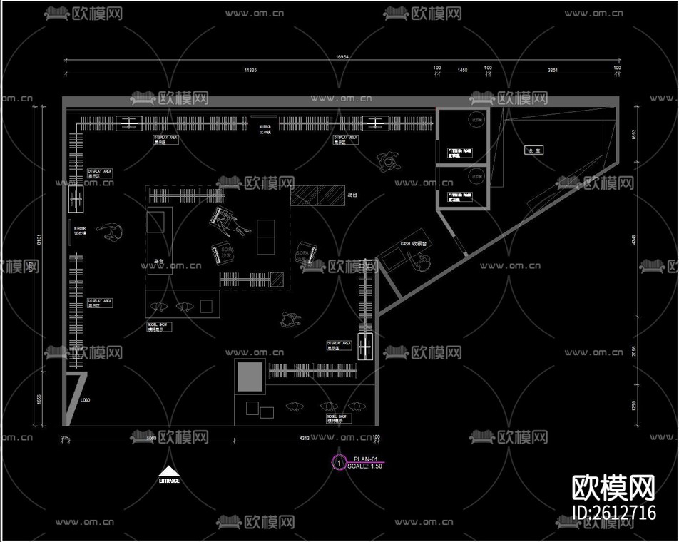 2023精选50套服装店创意构思cad图库-免费3dmax模型库-欧模网
