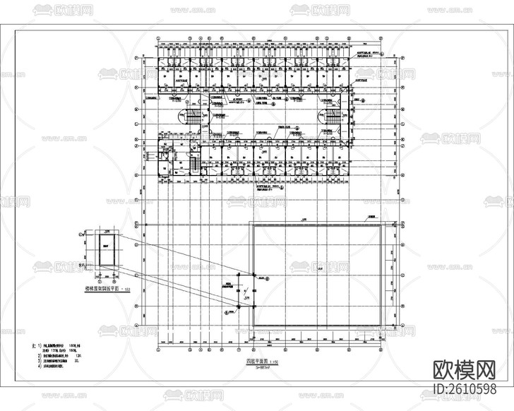 多層宿舍樓建筑CAD施工圖下載(渲染圖7)