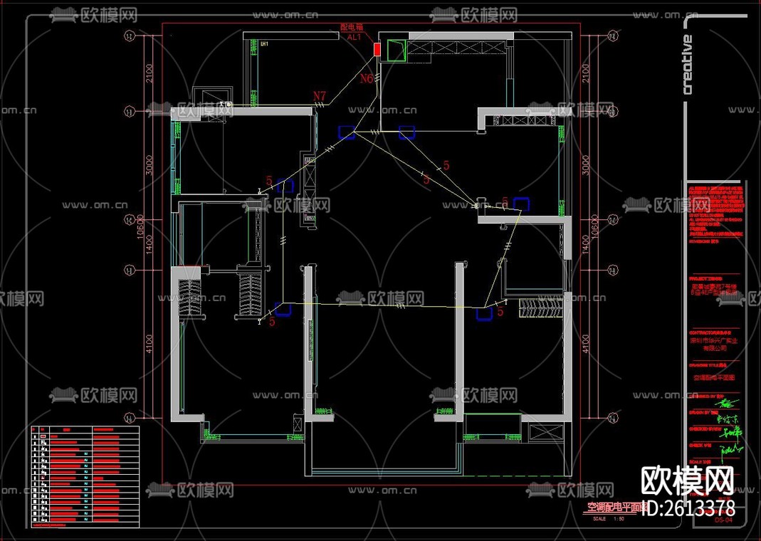 家装平面图及专业水电图CAD施工图-免费3dmax模型库-欧模网